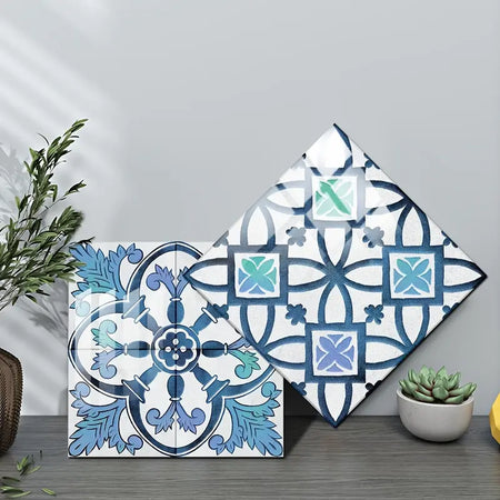 Blue Retro Tile Pattern for Home Renovation and Decor