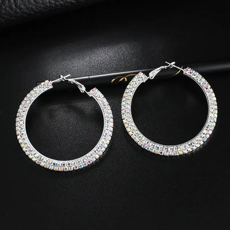 Luxury Round Crystal Hoop Earrings for Women