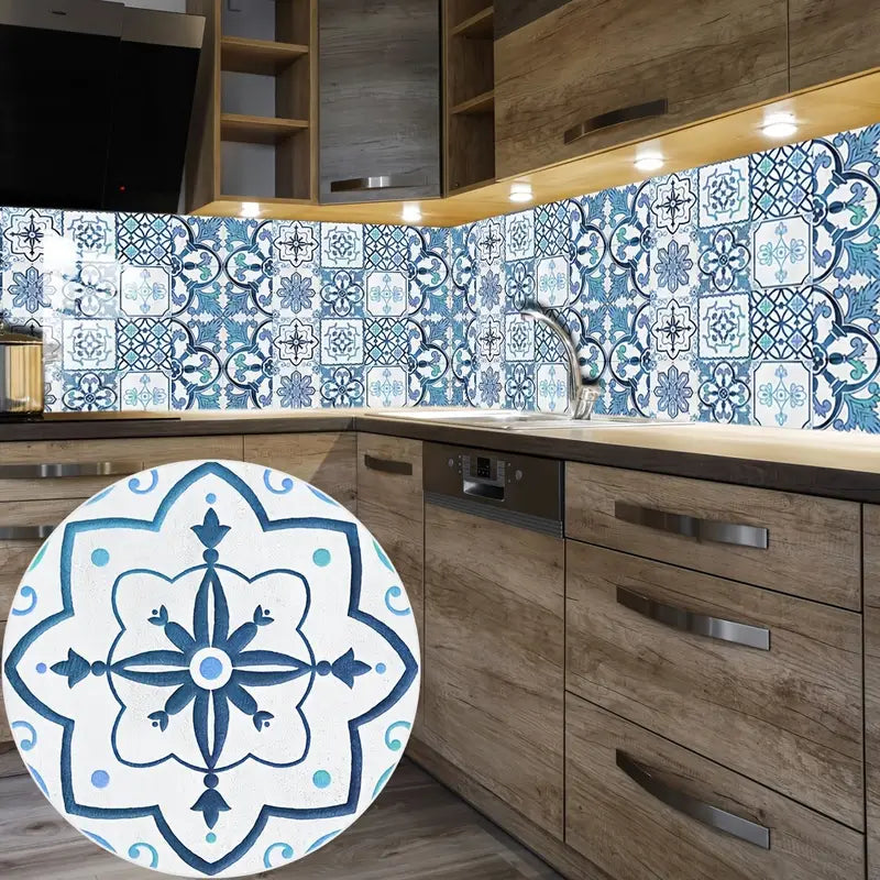 Blue Retro Tile Pattern for Home Renovation and Decor