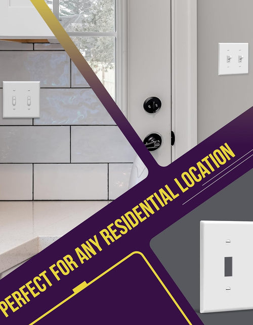 Load image into Gallery viewer, - FBA_8812-W-10PCS Toggle Light Switch Wall Plate, Size 2-Gang 4.50" X 4.57", Unbreakable Polycarbonate Thermoplastic, 8812-W-10PCS, White (10 Pack)
