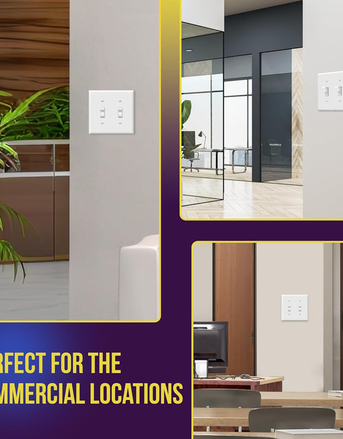 Load image into Gallery viewer, - FBA_8812-W-10PCS Toggle Light Switch Wall Plate, Size 2-Gang 4.50" X 4.57", Unbreakable Polycarbonate Thermoplastic, 8812-W-10PCS, White (10 Pack)
