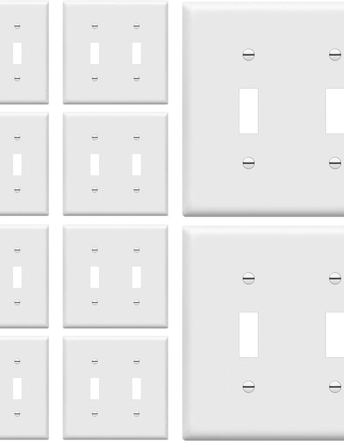 Load image into Gallery viewer, - FBA_8812-W-10PCS Toggle Light Switch Wall Plate, Size 2-Gang 4.50" X 4.57", Unbreakable Polycarbonate Thermoplastic, 8812-W-10PCS, White (10 Pack)

