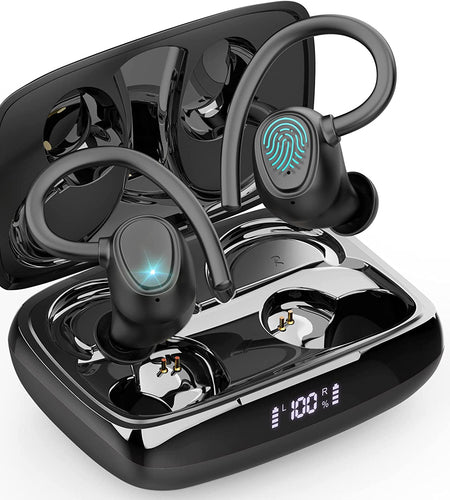 Wireless Earbud, Bluetooth 5.1 Headphones Sport Wireless Bluetooth Earphones in Ear Noise Cancelling Earbud with Mic Deep Bass, Earhooks Ear Buds IP7 Waterproof 48H Headset for Running Gym[2021 New]