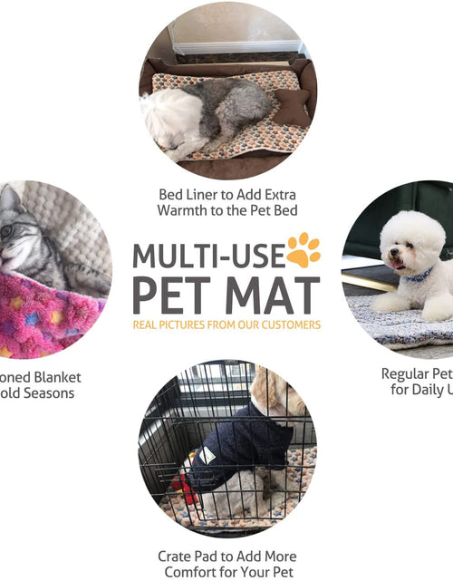 Load image into Gallery viewer, Dog Bed Crate Pad Ultra Soft Pet Bed with Cute Star Print Washable Crate Mat for Large Medium Small Dogs Reversible Fleece Dog Crate Kennel Mat Cat Bed Liner 21 X 12 Inch Brown
