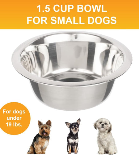 Stainless Steel Dog and Cat Bowls (2 Pack) Neater Feeder Deluxe or Express Extra Replacement Bowl (Metal Food and Water Dish) (1.5 Cup Deep)