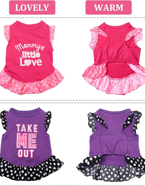 Load image into Gallery viewer, 2 Pieces Dog Dresses for Small Dogs Cute Girl Female Dog Dress Mommy Puppy Shirt Skirt Doggie Dresses Pet Summer Clothes Apparel for Dogs and Cats (Love and Me,X-Small)
