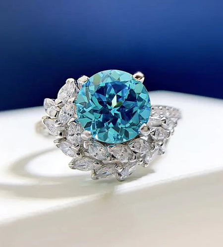 S925 Silver Round Rhinestone Engagement Ring