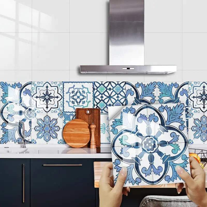 Blue Retro Tile Pattern for Home Renovation and Decor