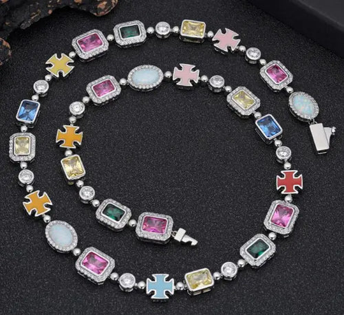 Load image into Gallery viewer, Gold-Plated Hip-Hop Gemstone Necklace
