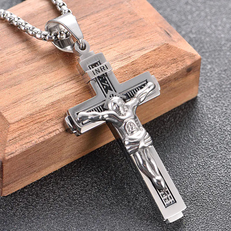 Titanium Steel Cross Necklace for Men's Style (Wholesale)