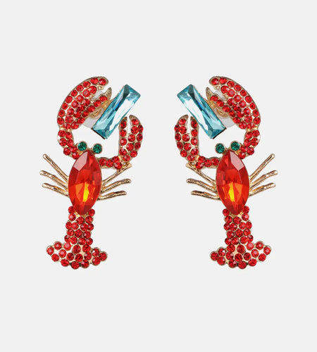 Lobster Shape Glass Stone Dangle Earrings