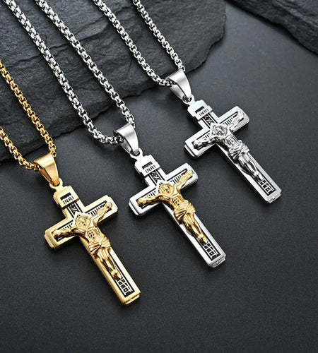 Titanium Steel Cross Necklace for Men's Style (Wholesale)
