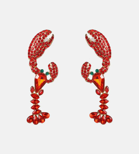 Lobster Shape Glass Stone Dangle Earrings