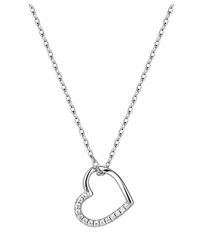 925 Silver Heart Zirconia Necklace for Women (One Piece)
