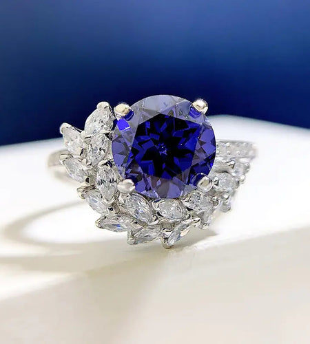 S925 Silver Round Rhinestone Engagement Ring