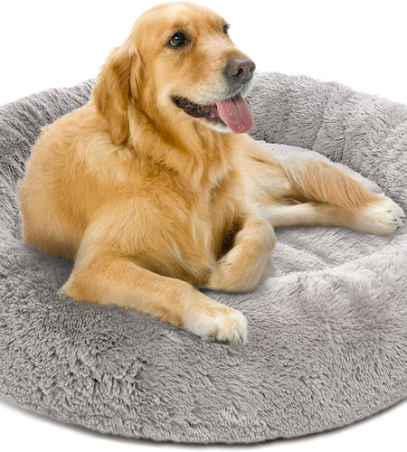Donut Cat Bed, Faux Fur Dog Beds for Medium Small Dogs - Self Warming Indoor round Pillow Cuddle