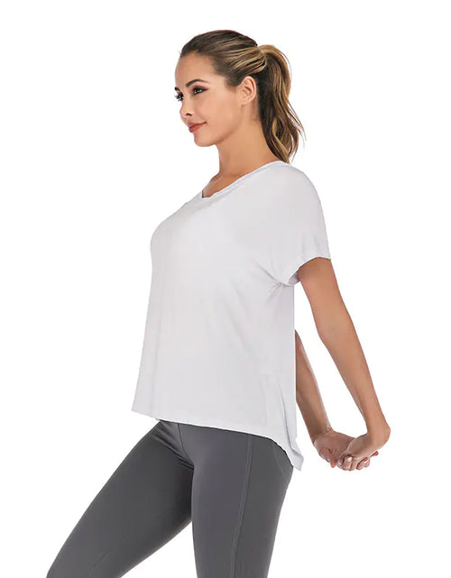 Load image into Gallery viewer, Summer V-Neck Sports T-Shirt with Open Back for Women

