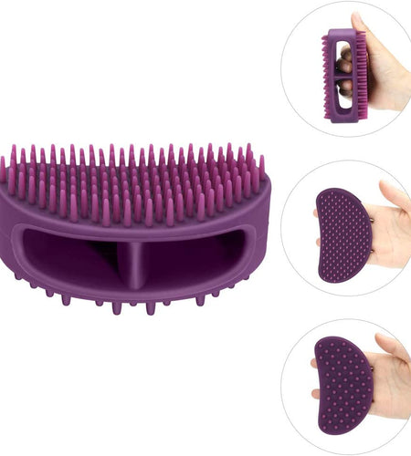 Dog Brush & Cat Brush, Soft Silicone Dog Grooming Brush, Pet Bath & Massage Brush for Cats and Dogs with Short or Long Hair, Cat Slicker Shedding Hair Brush for All Pet Sizes Purple