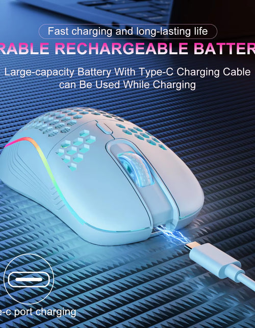 Load image into Gallery viewer, 2.4G Wireless Mouse with RGB Backlit 6-Button 3-Speed DPI Type C Rechargeable Ergonomic Honeycomb Design Gaming Mouse
