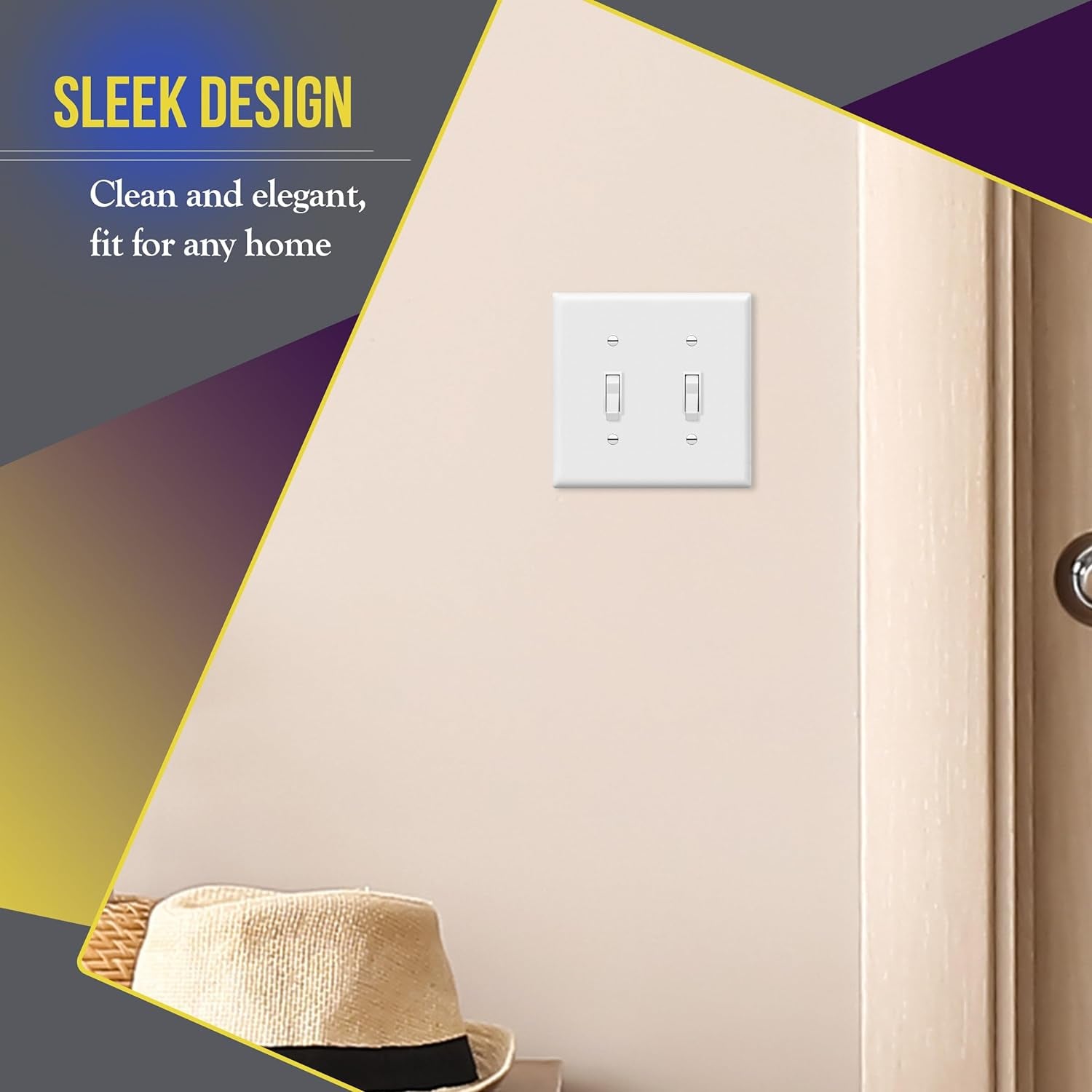 - FBA_8812-W-10PCS Toggle Light Switch Wall Plate, Size 2-Gang 4.50" X 4.57", Unbreakable Polycarbonate Thermoplastic, 8812-W-10PCS, White (10 Pack)