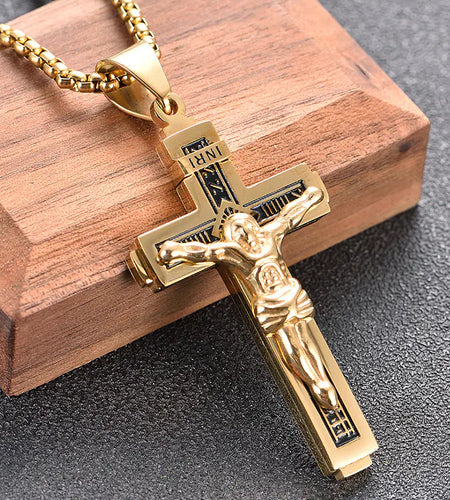 Titanium Steel Cross Necklace for Men's Style (Wholesale)