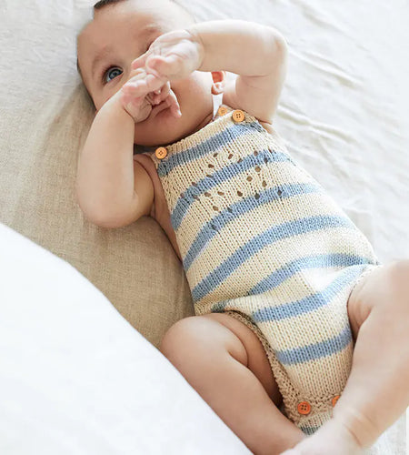 Baby Cotton Knit Romper with Star Hollow Design